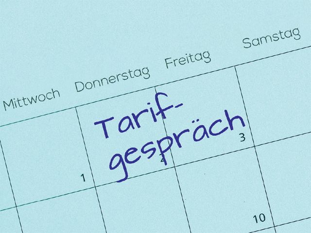 Ausschnitt eines Kalender mit einem Termin "Tarifgespräch".